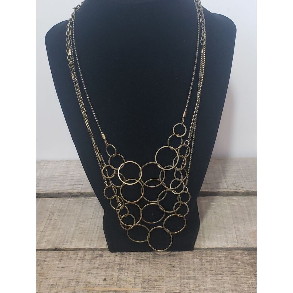 BRONZE MULTI-STRAND Circles Bib Necklace